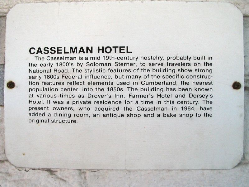 Casselman Hotel Marker image. Click for full size.