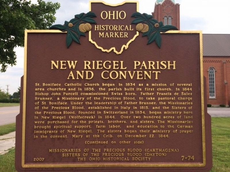 New Riegel Parish and Convent Marker image. Click for full size.