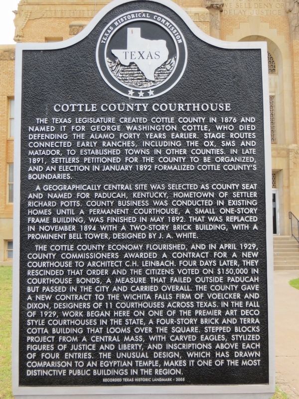Cottle County Courthouse Marker image. Click for full size.