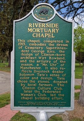 Riverside Mortuary Chapel / Wirt Rowland Marker - Side 1 image. Click for full size.