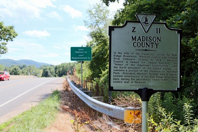 Madison County / Rappahannock County Marker. Click for full size. Madison County / Rappahannock County Marker image. Click for full size.