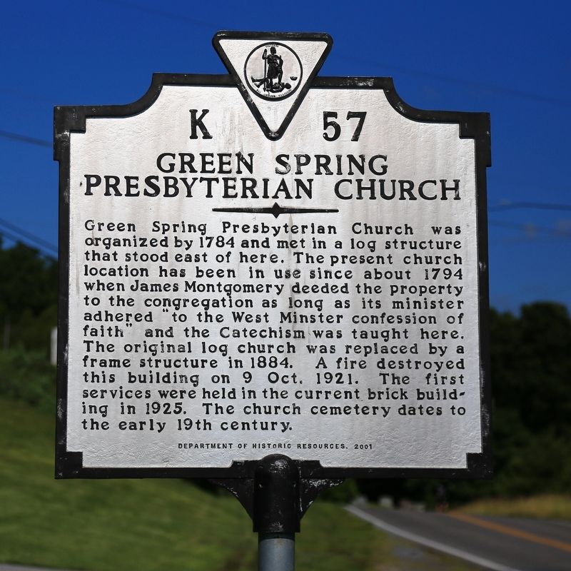 Green Spring Presbyterian Church Marker. Click for full size. Green Spring Presbyterian Church Marker image. Click for full size.