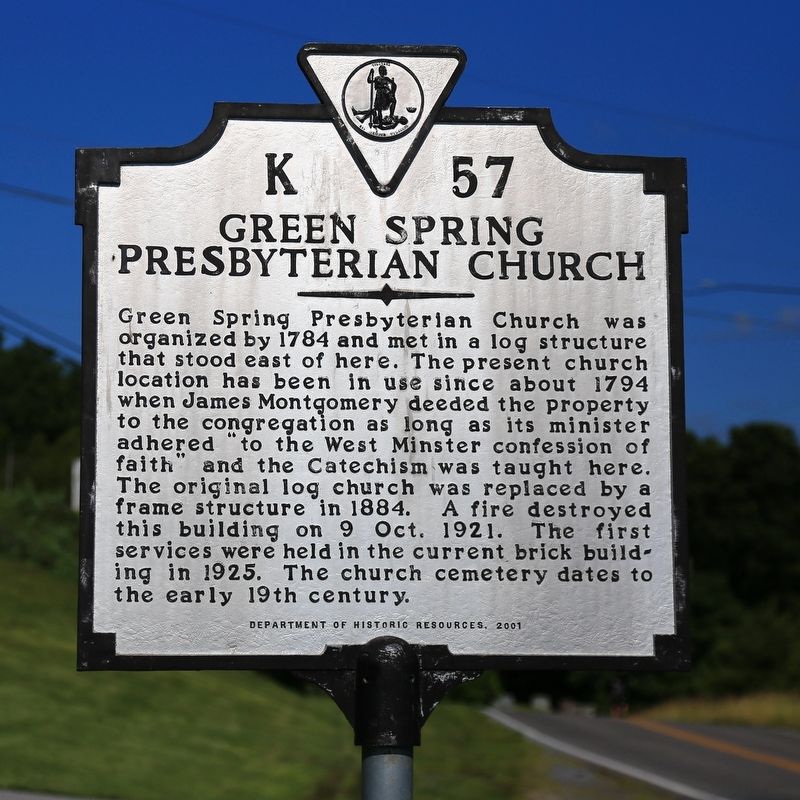 Green Spring Presbyterian Church Marker image. Click for full size.