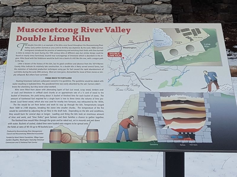 Musconetcong River Valley Double Lime Kiln Marker image. Click for full size.