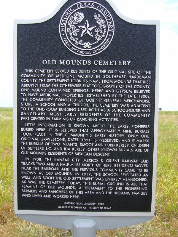 Old Mounds Cemetery Marker image. Click for full size.