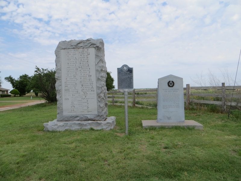 The Western Texas – Kansas Trail Marker <i>on the far left</i>. Click for full size. The Western Texas – Kansas Trail Marker <i>on the far left</i> image. Click for full size.