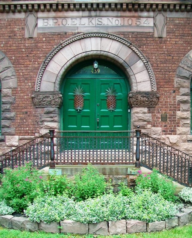 B.P.O. Elks No. 1054 Entrance Detail and Marker image. Click for full size.