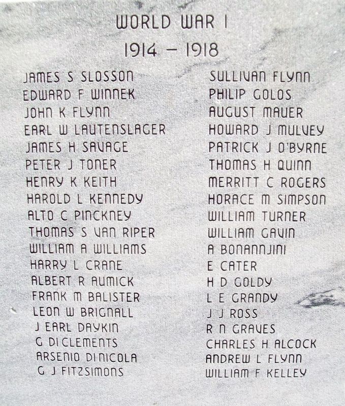 World War I Memorial Honored Dead. Click for full size. World War I Memorial Honored Dead image. Click for full size.