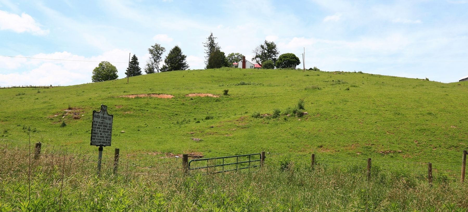 Maiden Springs Fort Marker and the Hillside to the West. Click for full size. Maiden Springs Fort Marker and the Hillside to the West image. Click for full size.