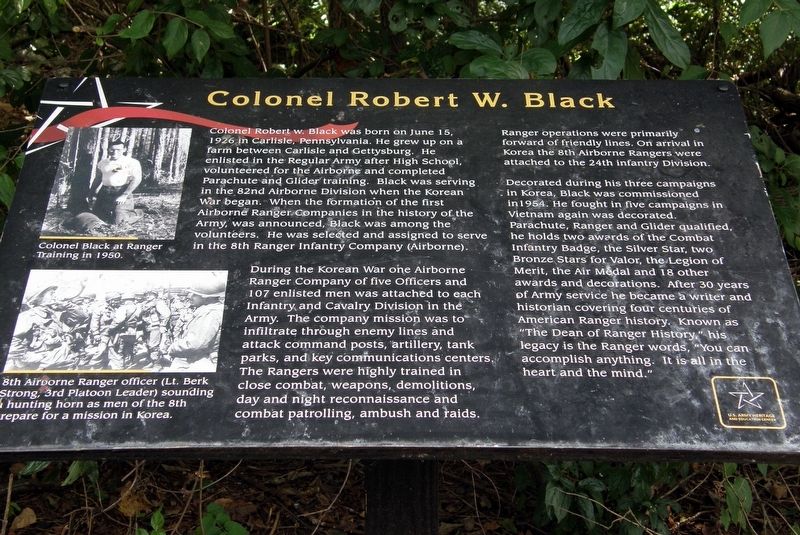 Colonel Robert W. Black Marker. Click for full size. Colonel Robert W. Black Marker image. Click for full size.
