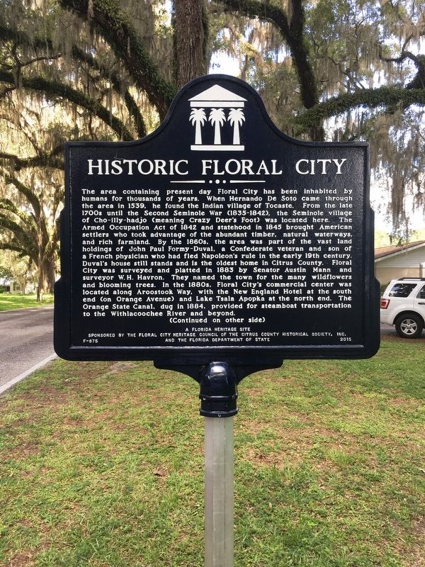 Historic Floral City Marker image. Click for full size.