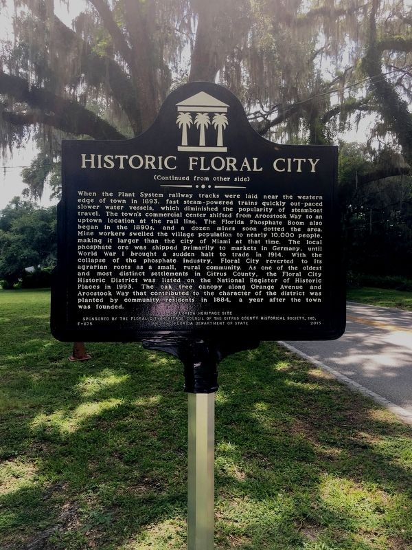 Historic Floral City Marker Side 2 image. Click for full size.