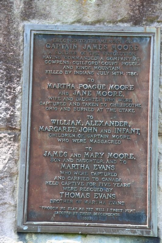 Tablet on Captain James Moore Monument. Click for full size. Tablet on Captain James Moore Monument image. Click for full size.