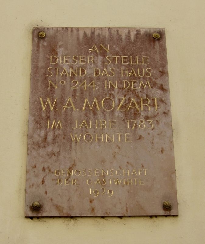 Mozart Lived Here Marker. Click for full size. Mozart Lived Here Marker image. Click for full size.