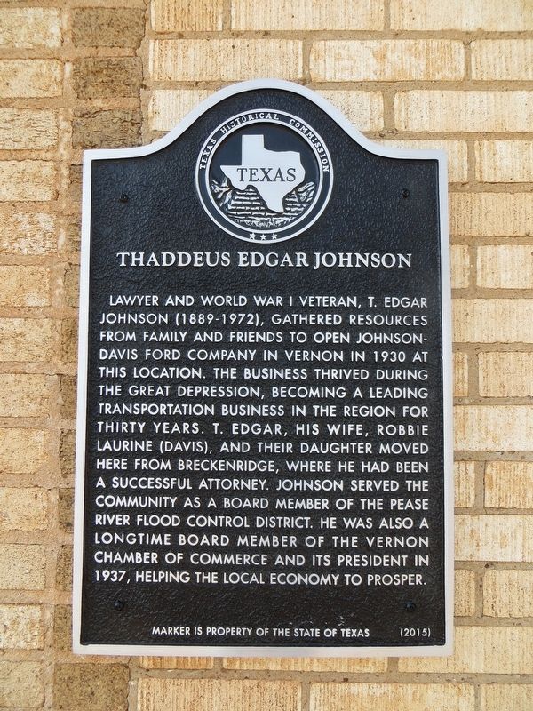 Thaddeus Edgar Johnson Marker image. Click for full size.