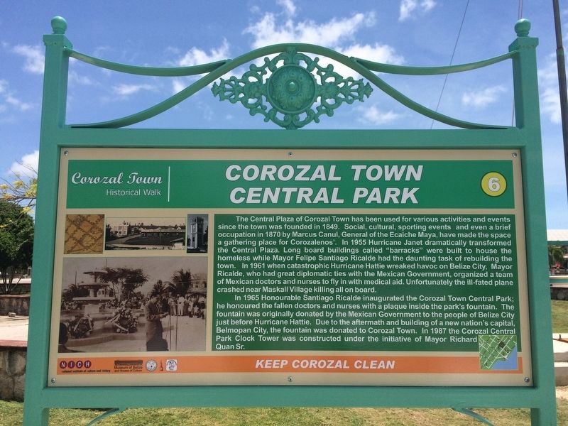 Corozal Town Central Park Marker image. Click for full size.