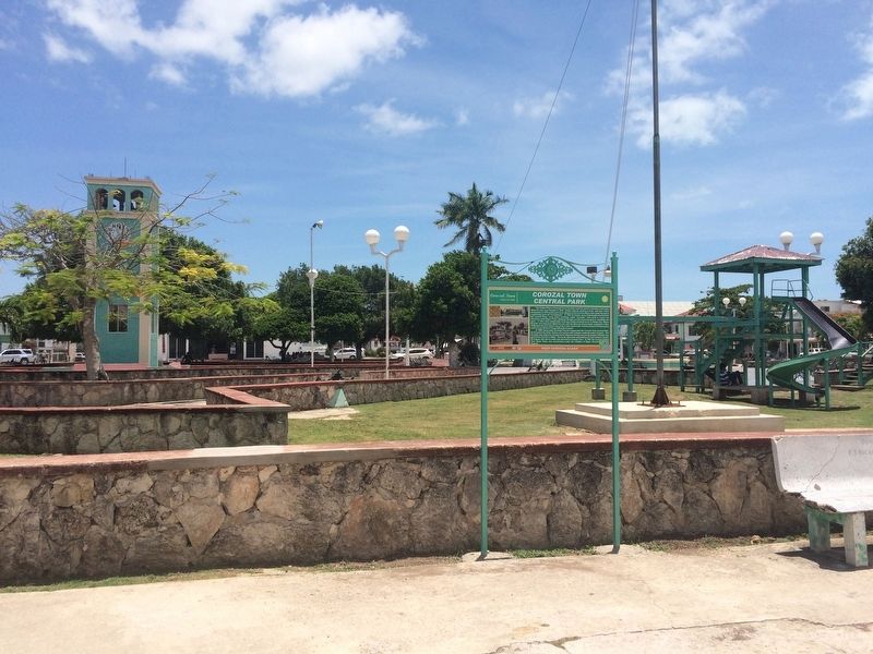 Corozal Town Central Park Marker image. Click for full size.