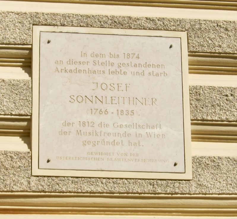 Josef Sonnleithner Marker. Click for full size. Josef Sonnleithner Marker image. Click for full size.