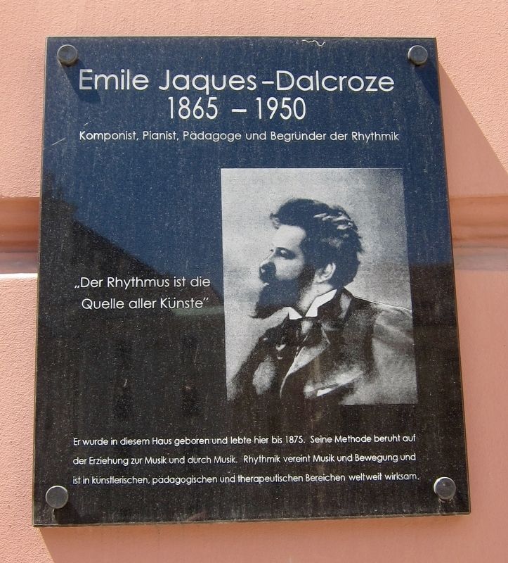 Emile Jacques-Dalcroze Marker. Click for full size. Emile Jacques-Dalcroze Marker image. Click for full size.