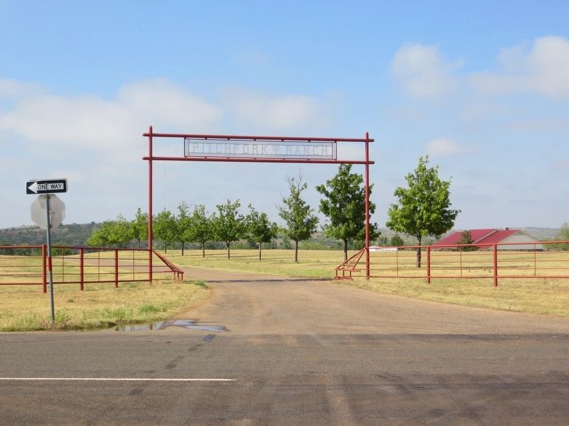 Pitchfork Ranch entrance on highway US-82. image. Click for full size.