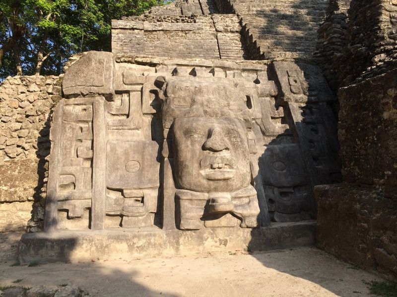 The left-most mask on the Mask Temple at Lamanai image. Click for full size.