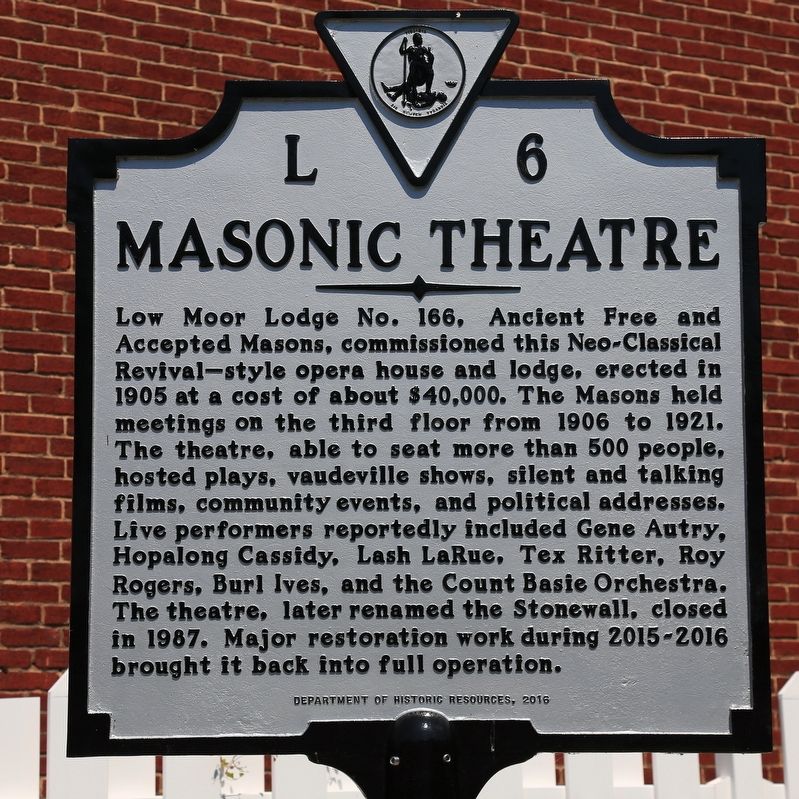 Masonic Theatre Marker. Click for full size. Masonic Theatre Marker image. Click for full size.