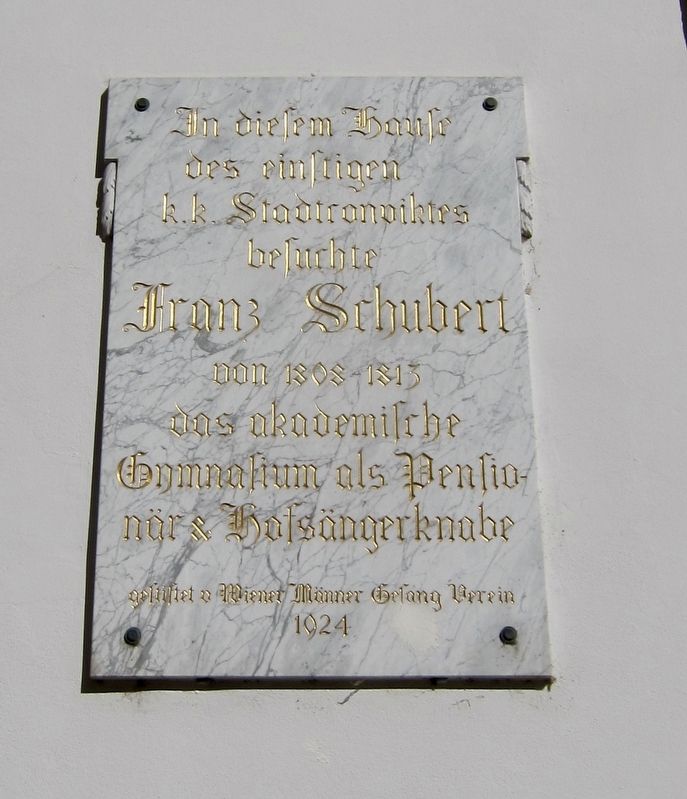 Franz Schubert Marker. Click for full size. Franz Schubert Marker image. Click for full size.