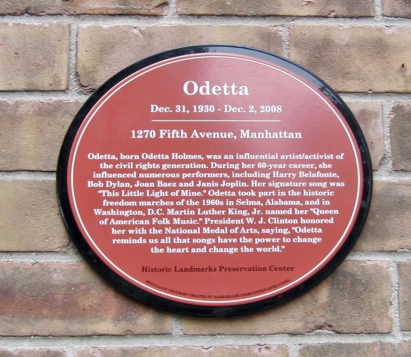 Odetta Marker. Click for full size. Odetta Marker image. Click for full size.
