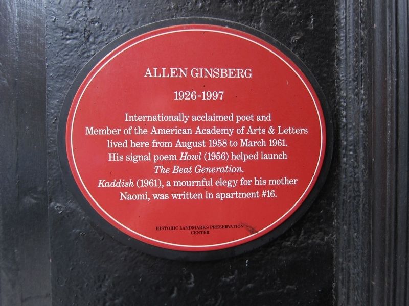 Allen Ginsberg Marker. Click for full size. Allen Ginsberg Marker image. Click for full size.