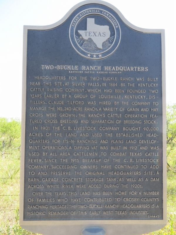Two-Buckle Ranch Headquarters Marker image. Click for full size.