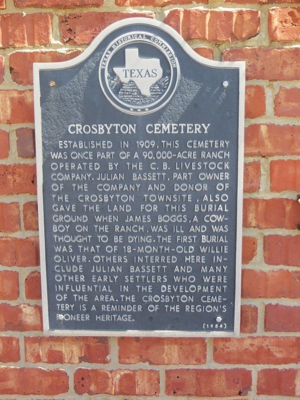 Crosbyton Cemetery Marker image. Click for full size.
