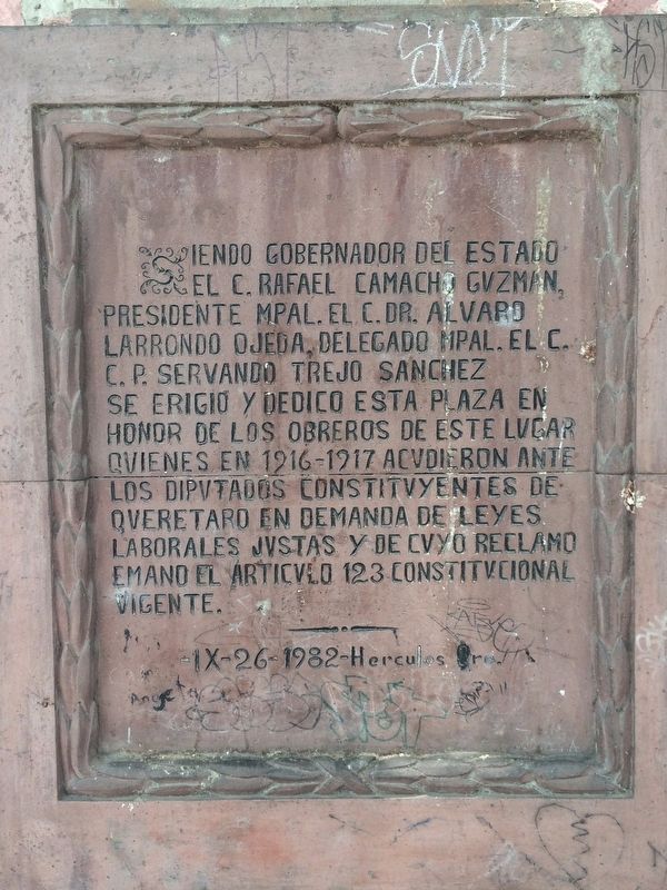 In Honor of the Workers of Hércules Historical Marker
