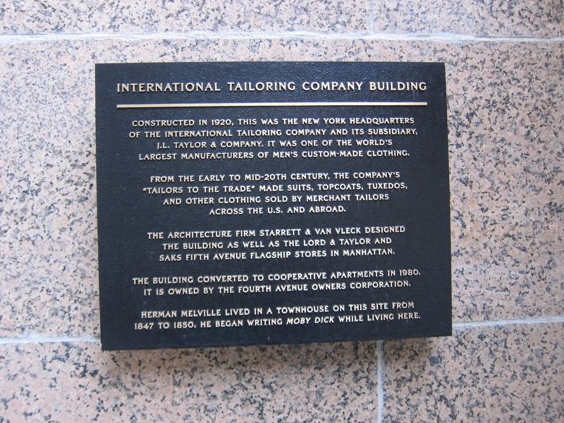 International Tailoring Company Building Marker image. Click for full size.