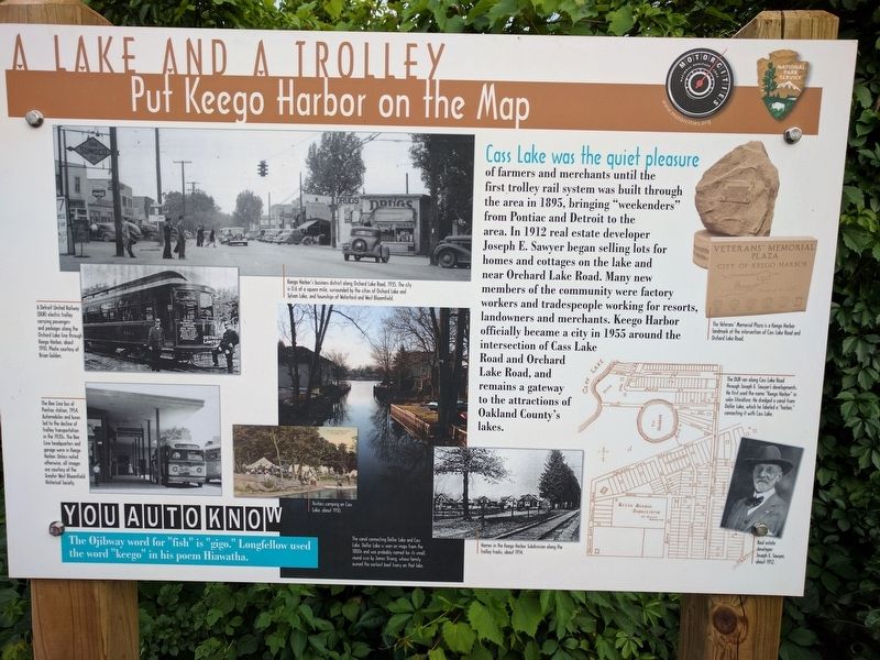 A Lake and a Trolley Marker image. Click for full size.