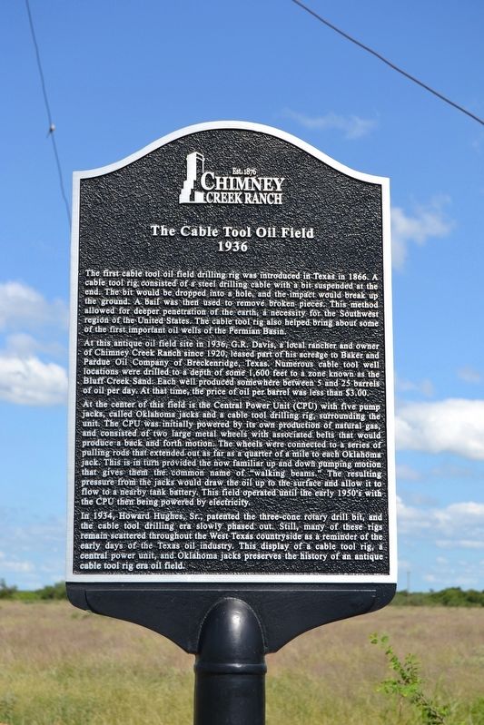 The Cable Tool Oil Field Marker. Click for full size. The Cable Tool Oil Field Marker image. Click for full size.