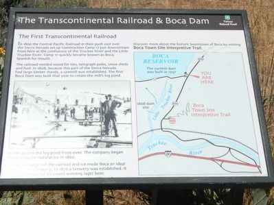 The Transcontinental Railroad and Boca Dam Marker image. Click for full size.
