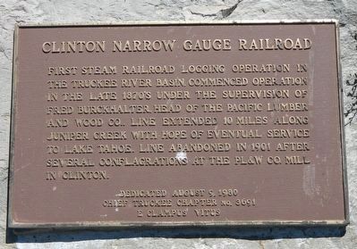 Clinton Narrow Gauge Railroad Marker. Click for full size. Clinton Narrow Gauge Railroad Marker image. Click for full size.