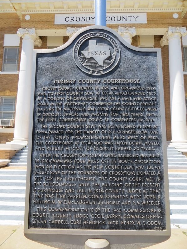 Crosby County Courthouse Marker. Click for full size. Crosby County Courthouse Marker image. Click for full size.