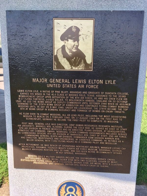 Nearby memorial about Major General Lewis E. Lyle.. Click for full size. Nearby memorial about Major General Lewis E. Lyle. image. Click for full size.