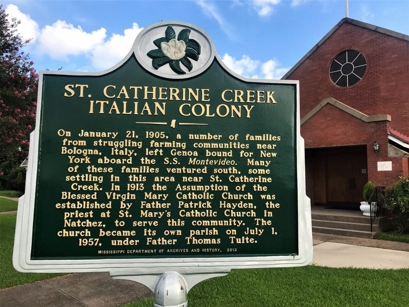St. Catherine Creek Italian Colony Marker. Click for full size. St. Catherine Creek Italian Colony Marker image. Click for full size.