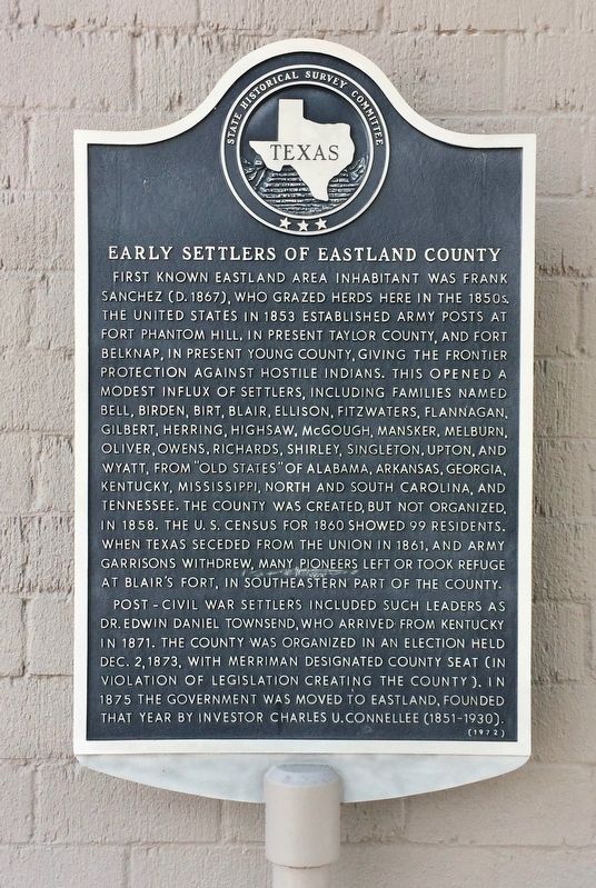 Early Settlers of Eastland County Marker image. Click for full size.
