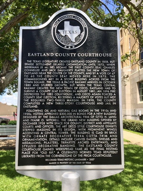 Eastland County Courthouse Marker image. Click for full size.