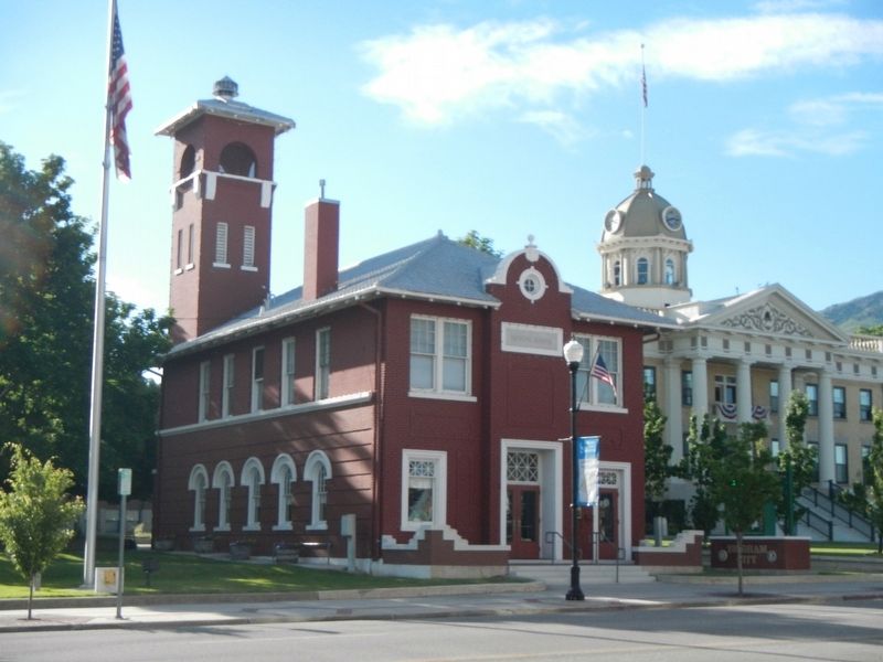 Former Brigham City Fire Station/City Hall and Marker image. Click for full size.