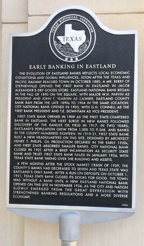 Early Banking in Eastland Marker image. Click for full size.