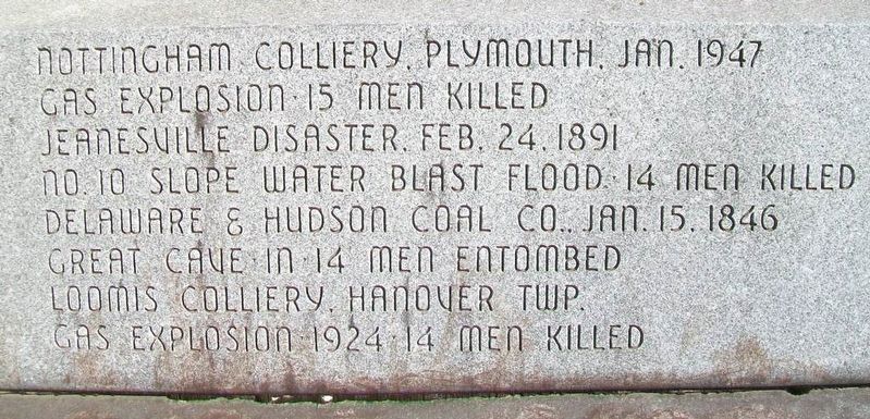 Coal Miners Memorial Mine Disasters image. Click for full size.
