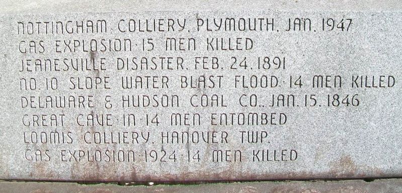 Coal Miners Memorial Mine Disasters. Click for full size. Coal Miners Memorial Mine Disasters image. Click for full size.