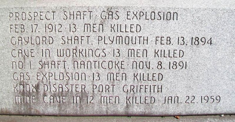 Coal Miners Memorial Mine Disasters. Click for full size. Coal Miners Memorial Mine Disasters image. Click for full size.
