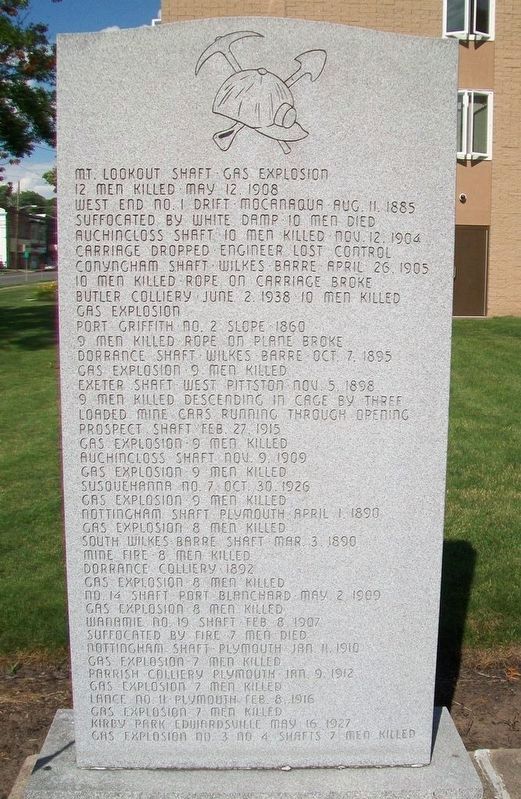 Coal Miners Memorial Mine Disasters. Click for full size. Coal Miners Memorial Mine Disasters image. Click for full size.