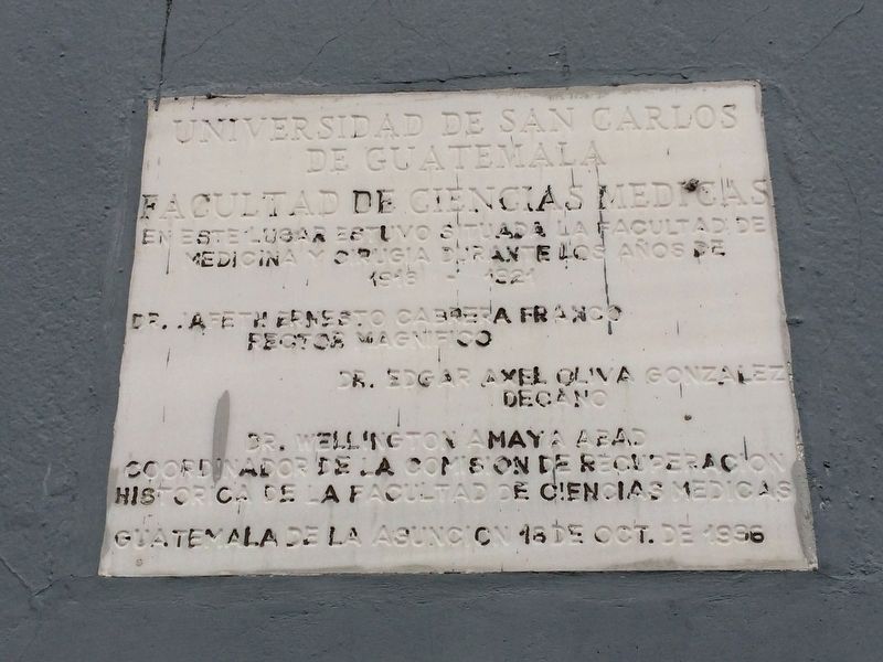 University of San Carlos Faculty of Medical Sciences 1918-1921 Marker. Click for full size. University of San Carlos Faculty of Medical Sciences 1918-1921 Marker image. Click for full size.