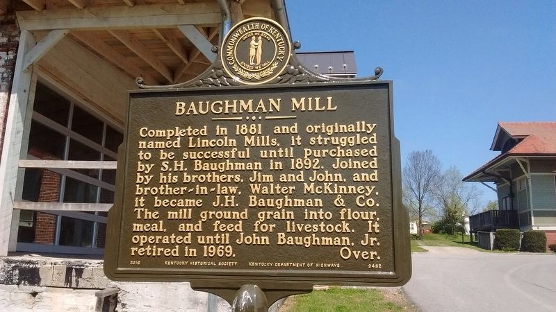 Baughman Mill Marker (Side 1) image. Click for full size.